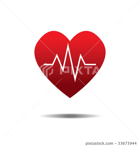 Red heart Icon Vector with wave up down. Love -插圖素材 [33673944] - PIXTA圖庫