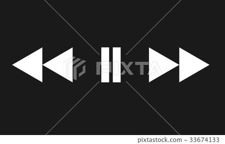 Vector white media player icon set isolated Vector white media player icon set isolated 33674133