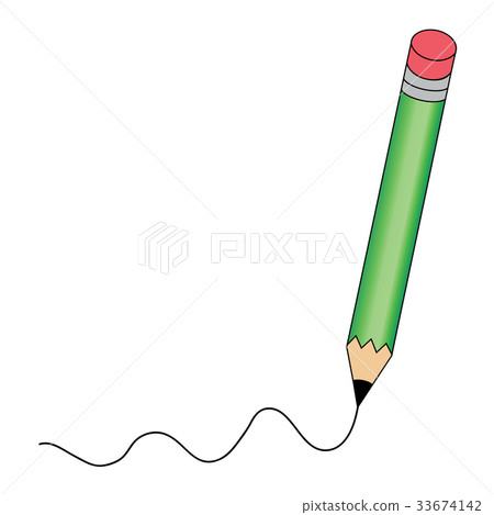 Pencil - vector icon in green with a writing black Pencil - vector icon in green with a writing black 33674142
