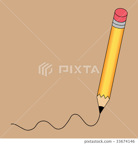 Pencil - vector icon in yellow with a writing 33674146