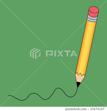 Pencil - vector icon in yellow with a writing 33674147