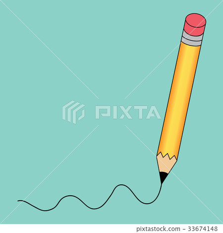 Pencil - vector icon in yellow with a writing 33674148