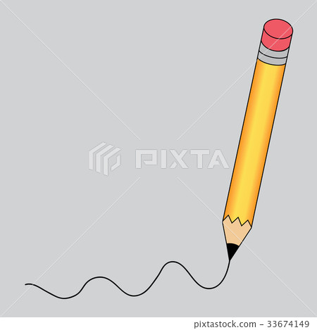 Pencil - vector icon in yellow with a writing 33674149