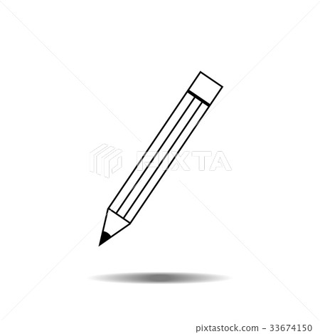 Pencil - vector icon in black with shadow  33674150
