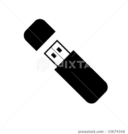 Black usb flash drive icon with cover, vector Black usb flash drive icon with cover, vector 33674348