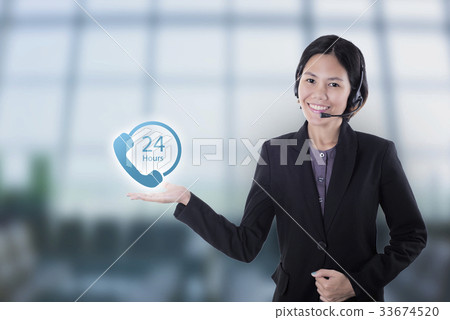 women customer support operator with headset women customer support operator with headset 33674520