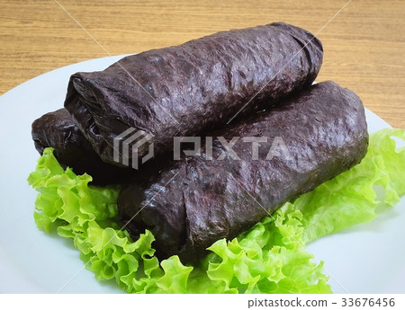 Japanese Rice Maki Sushi Roll on White Dish Japanese Rice Maki Sushi Roll on White Dish 33676456