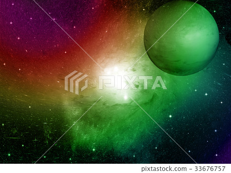 Stars, dust and gas nebula in a far galaxy Stars, dust and gas nebula in a far galaxy 33676757
