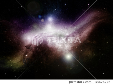 Stars, dust and gas nebula in a far galaxy Stars, dust and gas nebula in a far galaxy 33676776