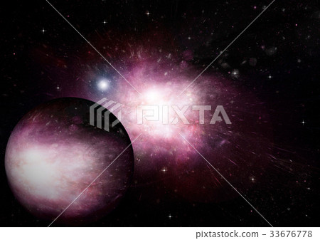 Stars, dust and gas nebula in a far galaxy Stars, dust and gas nebula in a far galaxy 33676778