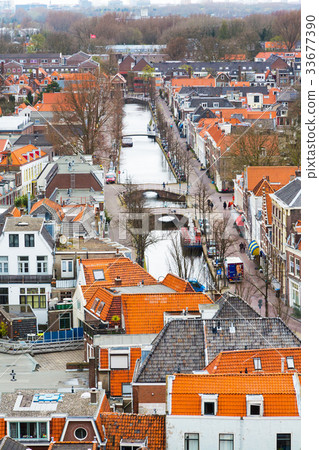 Aerial panoramic view in Delft, Holland 33677390