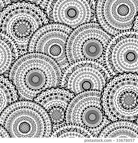 Vector seamless pattern of round ethnic mandalas - Stock Illustration ...