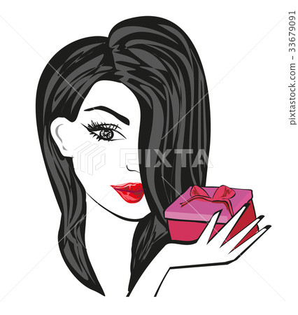 girl with gift box girl with gift box 33679091