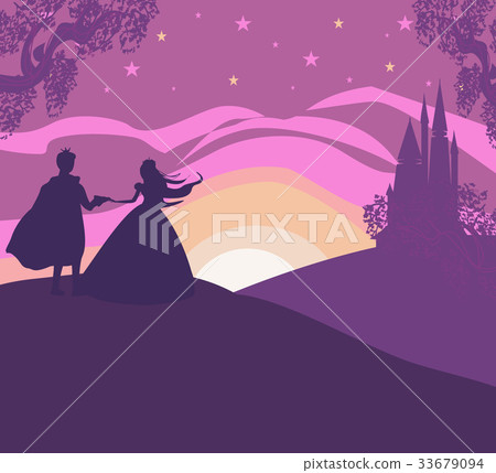 Magic castle and princess with prince Magic castle and princess with prince 33679094