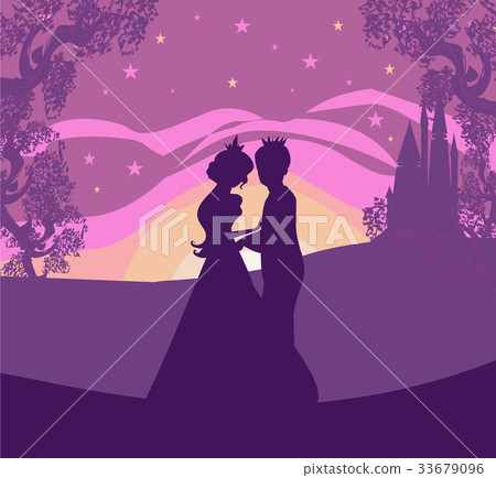 Magic castle and princess with prince 33679096