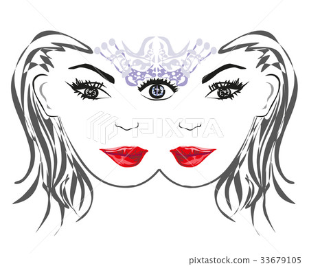 Woman with third eye, psychic supernatural senses Woman with third eye, psychic supernatural senses 33679105