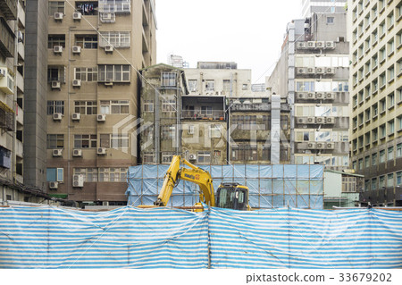 台灣 台北 工程 都市 城市 都市更新 都更 建築 工地 施工 挖土機 重型機具 33679202