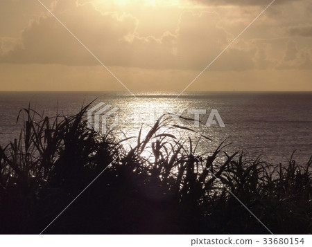 Minami Daito Island Sea and sunset view 33680154