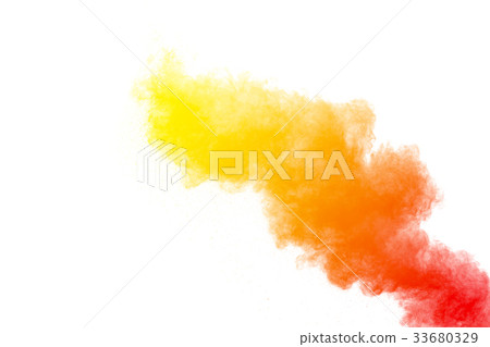 Multicolored powder explosion on white background. Multicolored powder explosion on white background. 33680329
