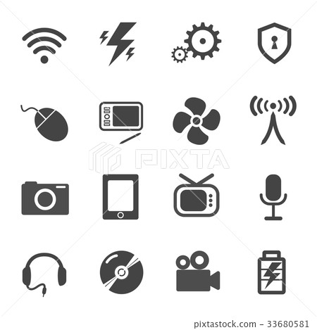 Electronic and electric icon vector set 33680581