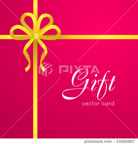 Gift. Yellow Narrow Ribbon. Bow with Four Petals 33680867