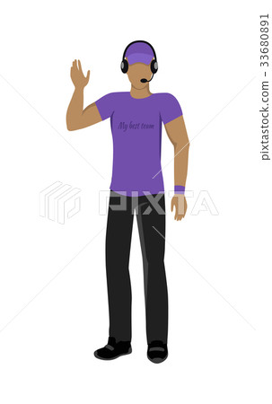 Cartoon Icon Referee in Violet and Black Uniform Cartoon Icon Referee in Violet and Black Uniform 33680891