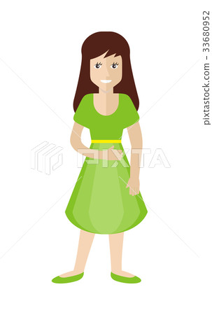 Female Character in Green Dress and Shoes Isolated Female Character in Green Dress and Shoes Isolated 33680952