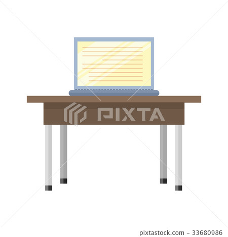 Wooden Table with Laptop 33680986