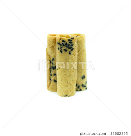 Coconut roll with black sesame Thai snack isolated 33682235