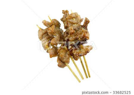 Pig roasting,thai food grilled pock isolate white 33682525