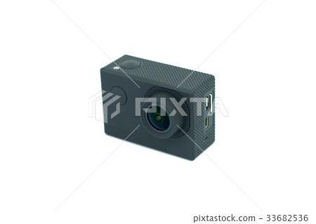 Camera Action Cam isolated on white background. Camera Action Cam isolated on white background. 33682536