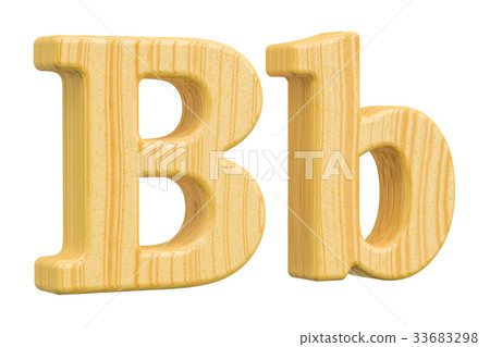 English Wooden Letter B With Serifs, 3D Rendering - Stock Illustration ...