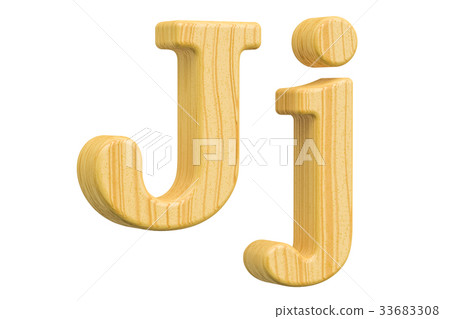 English wooden letter J with serifs, 3D rendering English wooden letter J with serifs, 3D rendering 33683308