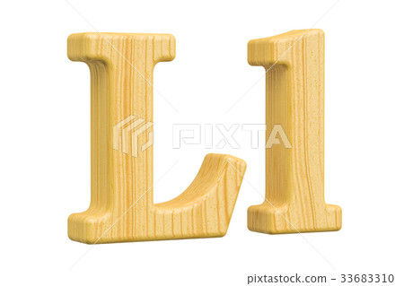 English wooden letter L with serifs, 3D rendering 33683310
