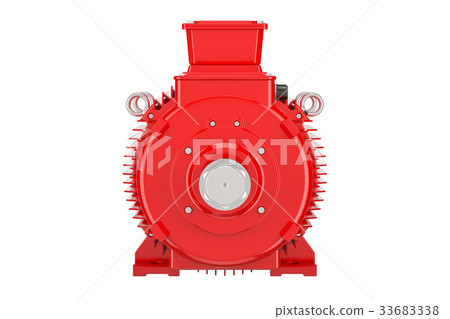 Red industrial electric motor closeup 33683338