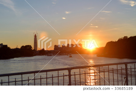 View of Neva river at sunset. View of Neva river at sunset. 33685189