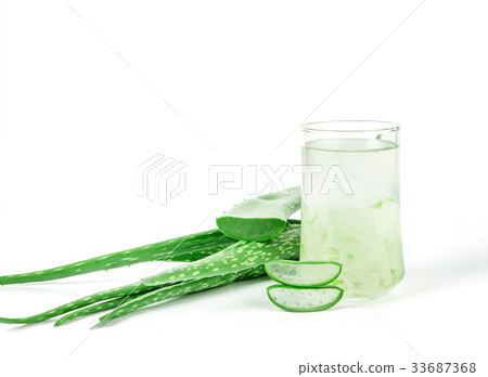 Aloe Vera Juice Healthy drink on white background Aloe Vera Juice Healthy drink on white background 33687368