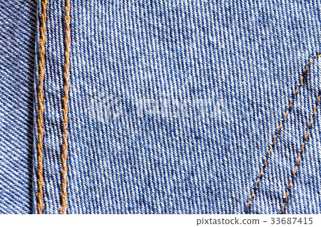 denim  blue jeans surface with seam texture 33687415