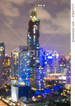 Night blurred bokeh city office building light 33687577