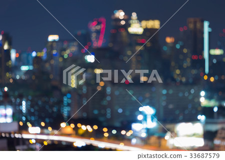 City blurred bokeh light office building 33687579