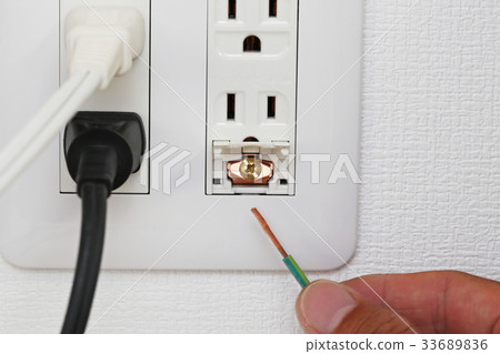 Connecting the ground wire to an outlet with a ground terminal 33689836