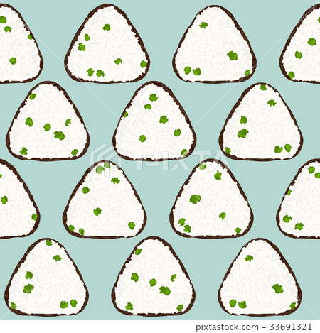 Onigiri seamless pattern. Asian snack. Rice ball. Onigiri seamless pattern. Asian snack. Rice ball. 33691321