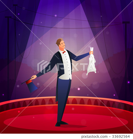 Illusionist On Arena With Rabbit And Hat   33692564