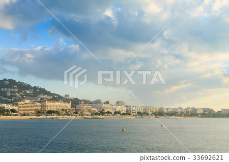 Cannes beach day view, France. 33692621