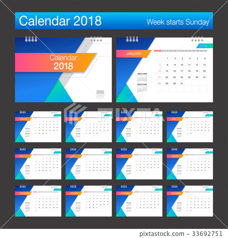 2018 Calendar. Desk Calendar modern design. 33692751