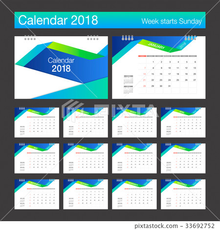 2018 Calendar. Desk Calendar modern design. 33692752