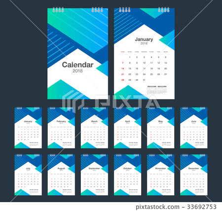 2018 Calendar. Desk Calendar modern design. 33692753
