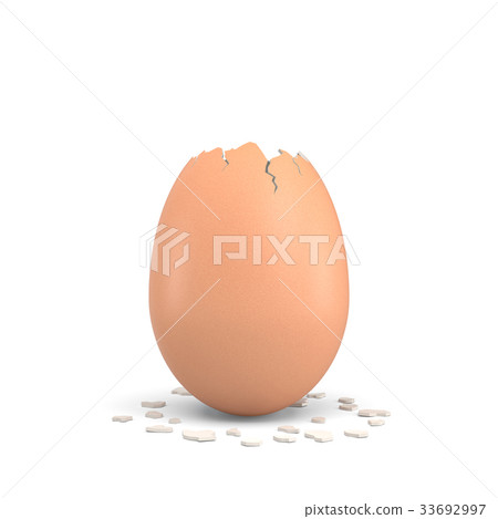 3d rendering of an empty and cracked chicken on 3d rendering of an empty and cracked chicken on 33692997