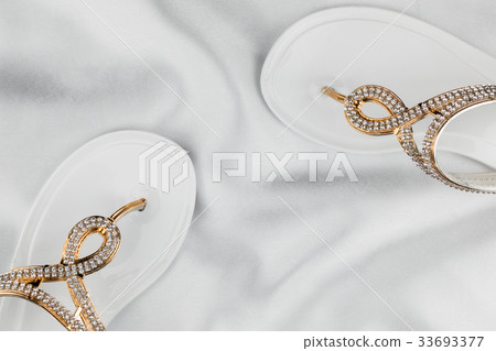Couple beach white flip flops rhinestones Couple beach white flip flops rhinestones 33693377