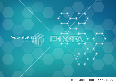 Hexagonal structure molecule dna of neurons system - Stock Illustration ...